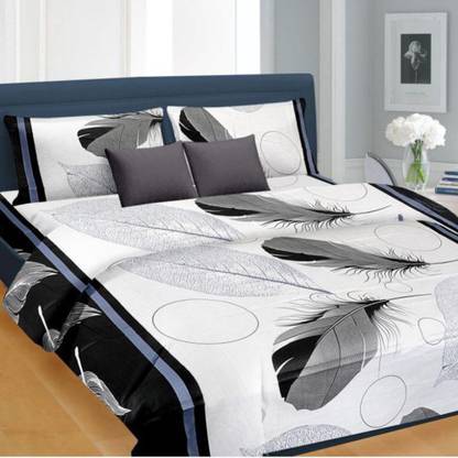 home decoration 130 TC Polycotton Double Self Design Flat Bedsheet