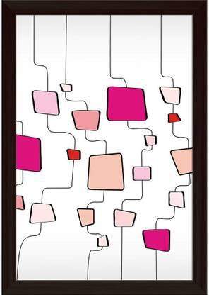 Retro Abstract Design D1 Paper Poster Dark Brown Frame | Top Acrylic Glass Paper Print