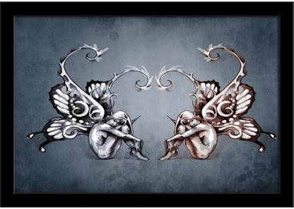 Duality Concept Tattoo Paper Poster Black Frame Paper Print