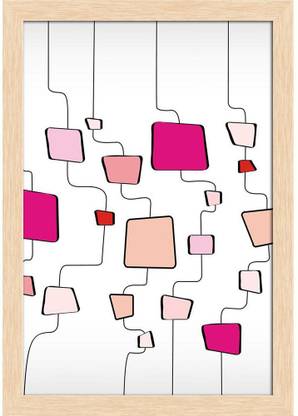 Retro Abstract Design D1 Paper Poster Natural Brown Frame | Top Acrylic Glass 13inch x 19inch (33cms x 48.3cms) Paper Print