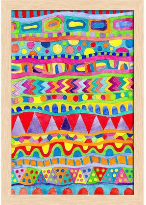 Abstract Watercolor Artwork Paper Poster Natural Brown Frame | Top Acrylic Glass 13inch x 19inch (33cms x 48.3cms) Paper Print