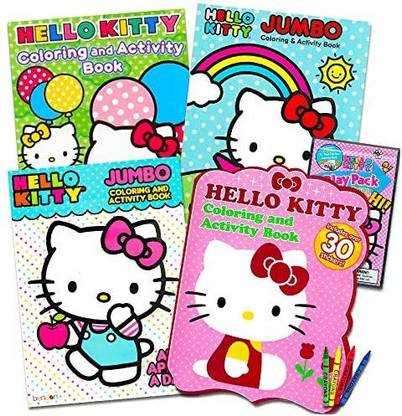 Yunona Hello Kitty Coloring & Activity Book Super Set ~ 5 Hello Kitty Coloring Books, Crayons, and over 50 Hello Kitty Stickers