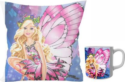 Product GuruJi Dolls designer cushion with cushion cover with filler and coffee mug | Cartoon Dolls cartoon Pillow Cover: 12 x 12 inch & coffee mug: 350 ml combo pack.