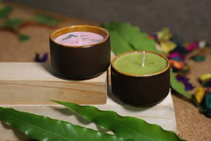 Bright Shop Smokeless Scented Handmade Candle in Brown Round Bowl Candle With Glitter sparkle Set of 2 Candle( It Can be used as Chatni Bowl/Sauf/Mishri /Butter Bowl after candle is burnt ) Multipurpose Candle for Diwali ,Gifting Purpose ,Christmas ,Home Decor Etc. Candle Candle
