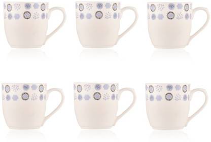 UPC Pack of 6 Bone China Festival Series Set of 6 Coffee Mugs New Modern Design Fine Bone China Ceramics Tableware, Premium Light Tea/Coffee Cups (Set of 6 Mugs in a Box)