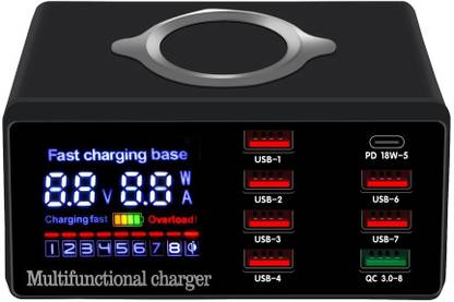 Para X9-Premium Multifunctional 8-Port PD 18W QC3.0 Quick Charge Fast Charger for iPad Mobile Phone Qi Wireless Charger Desktop Station X9-Premium Multifunctional 8-Port PD 18W QC3.0 Quick Charge Fast Charger for iPad Mobile Phone Qi Wireless Charger Desktop Station 8-Usb Multi-Pin Charger