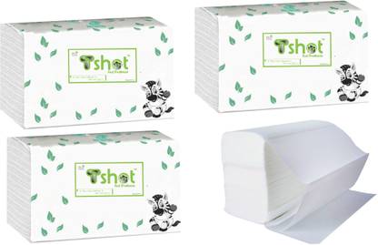 Tshot M Fold Tissue Paper/ Paper Towel (2 Ply) For Home And Office Use, High Absorbent, Large Size Tissue (23x21 Cm) Pack Of 4 (400 Tissue)