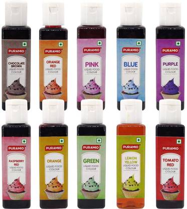 PURAMIO Liquid Food Colours, 30ml Each, (Pack of 10)- Multicolor