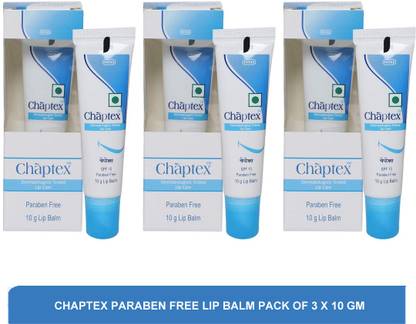 Chaptex paraben free Lip balm pack of 3 x 10 gm NA