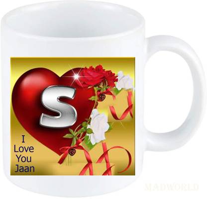 MadWorld I Love You Jaan S Alphabet Love Couple Pattern 128 Quotes Printed Ceramic White Coffee Best Gift Birthday Friends Girlfriend Ceramic Coffee Mug