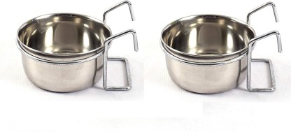 2 Pack Metal Bird Bowls for Parakeet Cockatiel Canary Parrot Finch Aviary Veggie Treat Feeder for Chickens Bird Waterer & Seed Dish Feeder Royal Rooster Stainless Steel Bowls for Coop or Cage