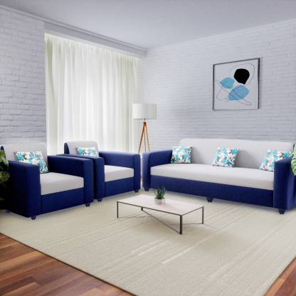 Flipkart Perfect Homes Emma Fabric 3, Blue Gray Sofa Set