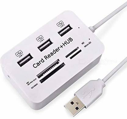 spincart 7 in 1 USB 2.0 Combo Card Reader Hub, Ultra Fast Speed, for Laptop PC Tablet, Supports MS Duo/SD/T-Fash/M2 Memory Cards and 3 USB 2.0 Port USB 2.0 HUB With Card Reader USB Hub, Card Reader
