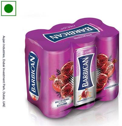 Barbican Pomegranate Flavoured Non-Alcoholic Beer with Authentic Taste of Malt (250ml) - Pack of 6 Can