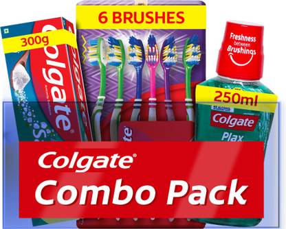 Colgate Active Salt Combo Toothpaste, 6 Brushes, Mouthwash
