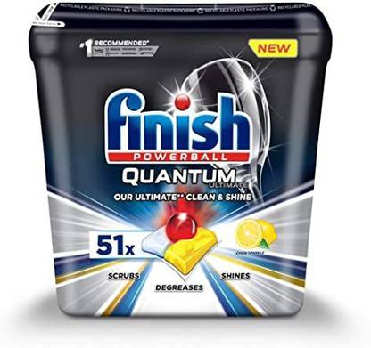 Finish Powerball Quantum Ultimate | Dishwashing Tablets | Ultimate Clean & Shine Dishwasher Tablet|With Refreshing Lemon Fragrance | Dishwashing Detergent