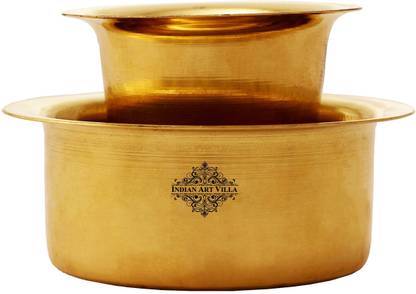IndianArtVilla Brass Coffee Filter Davara Coffee Maker , Home Hotel Restaurant, 175 ML, Gold Indian Coffee Filter