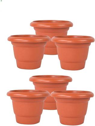 Naturally Green Deluxe Pot ( Terracotta) 10" pack of 6 Plant Container Set