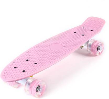 Zoozi Penny Board with LED Flashing Wheels Pink 3.93701 inch x 23.622 inch Skateboard