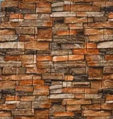 ODELEE 77 cm 3D NATURAL STONE DARK FINISH STICKER 70 X 77 CM PCK 2 Self Adhesive Sticker