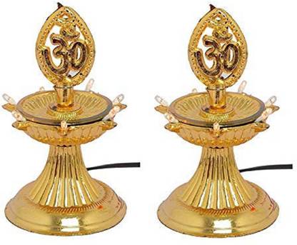 M2 LOOK Single Layer Electric Diya Deepak Light Lamp LED Light for Home Temple Decor-7 deep Table Lamp