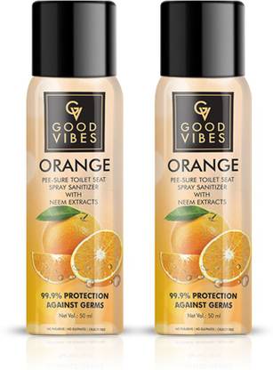 GOOD VIBES Orange Pee-Sure Spray with Neem Extracts (50 ml, Pack of 2) Orange Spray Toilet Cleaner