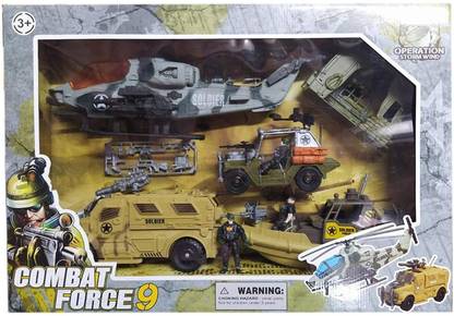 Umdha Operation Storm Wind - Combat Force 9, Army Vehicle Toys with Black Hawk Helicopter , Gun & Missile Loaded UTV Bullet Proof Jeep, Water Combat Boats, Military Set Special Ops Soldier Set