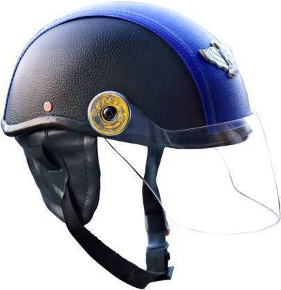 GoGo point Leather CAP Motorbike Helmet (blue) Motorbike Helmet