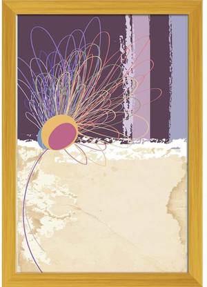 Abstract Flower Design Paper Poster Golden Frame | Top Acrylic Glass 13inch x 19inch (33cms x 48.3cms) Paper Print