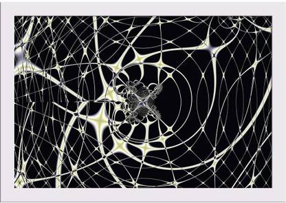 Elegant Fractal Design Spiderweb Paper Poster White Frame | Top Acrylic Glass 19inch x 13inch (48.3cms x 33cms) Paper Print