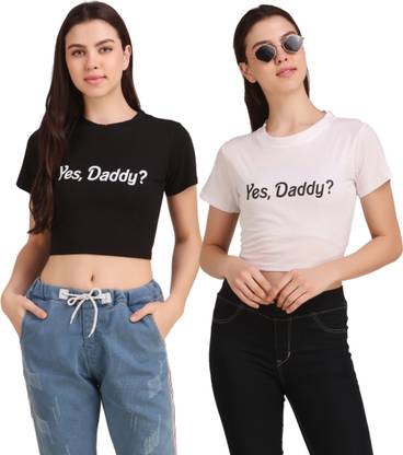 Women White, Black Top