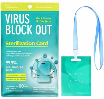 Wellset Go Virus Card/Blocker Environment/Air Sterilization Card Neck Hanging Pack of 2 Reusable Medical Tray