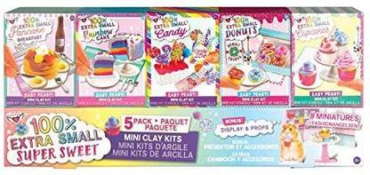 Fashion Angels 100% Extra Small Sweets Mini Clay 5 Pack- Air Dry Clay- Tiny Food Kit, Multi