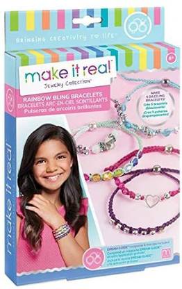 Make It Real Rainbow Bling Bracelets. DIY Bead and Knot Bracelet Making Kit for Girls. Arts and Crafts Kit to Design and Create Unique