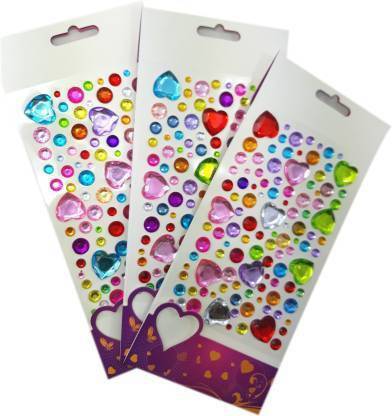 SHARMA BUSINESS Multi Color design Heart Shaped Stone For School project , art and Craft, Photo Album, Scrapbooking Pack of 5