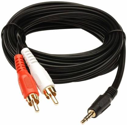 Pluto Accessories  TV-out Cable TV-out Cable 3.5mm 2RCA Aux Stereo cable 1.2 meter (Black, For Home Theater) (Multicolor, For Home Theater, 1.5 m)