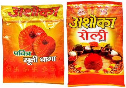 ASHOKA Cotton Pavitra Suti Dhaga (250cm,Red) With Roli(Pack of 100 each)