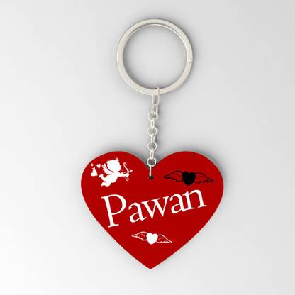 Gifts Zone - Pawan Name Beautiful Heart Shape Plastic Keychain Best Gifts for Your Special One - MGZ-066 Key Chain
