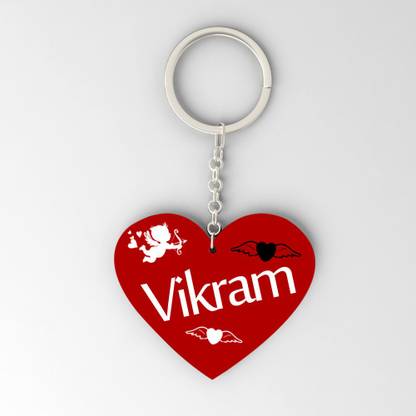 Gifts Zone - Vikram Name Beautiful Heart Shape Plastic Keychain Best Gifts for Your Special One - MGZ-136 Key Chain