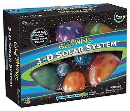 University Games Great Explorations 3-D Solar System Glow In The Dark Ceiling Hanging Kit 3D Planets and Star Stiers Create the Milky W