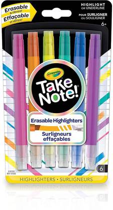 CRAYOLA Take Note Erasable Highlighters, Cool School Supplies, Chisel Tip Markers, 6 Count