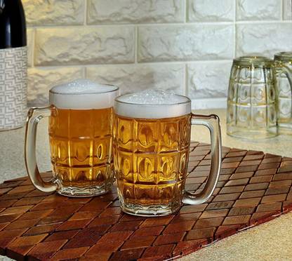 KVA (Pack of 2) Glassware Beer Glass Set Classic Design - Glass Beer Mug Heavy Base, 400 ml (Set of 2)400 ML Glass Set Beer Mug