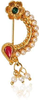 Anjani Creation Pearl Gold-plated Plated Alloy Nose Ring