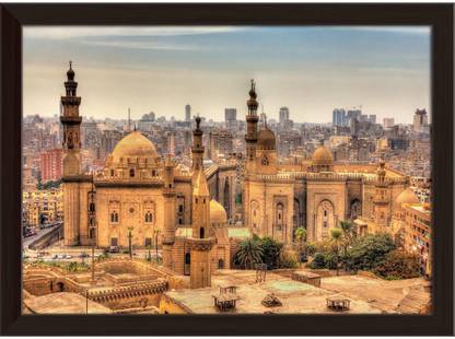Artzfolio Mosques of Sultan Hassan & Al Rifai in Cairo, Egypt Canvas Painting Dark Brown Synthetic Frame 16.6inch x 12inch (42.2cms x 30.5cms) Digital Reprint 12 inch x 16.6 inch Painting