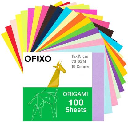 OFIXO 100pcs DIY Square Origami Paper Double Sides Solid Color Folding Paper Multicolor Kids Handmade Scrapbooking Craft Accessories Unruled 15*15 70 gsm Origami Paper