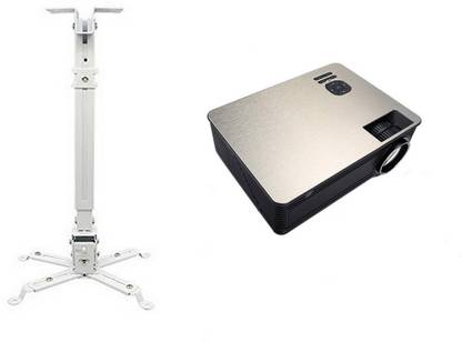 ZuZu Android 6.0 Bluetooth 5G WiFi 4K High-quality Multimedia Smart Projector With Adjustable Projector Ceiling and Wall Mount Kit Bracket Stand (5500 lm / Wireless / Remote Controller) Portable Projector
