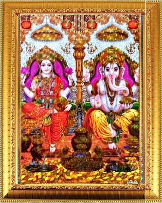 SUNINOW LAXMI GANESH PHOTO FRAME | GOD PHOTO FRAMES | Hindu god photo | bhagwan photo | small size photo of 7x 5 inch Religious Frame
