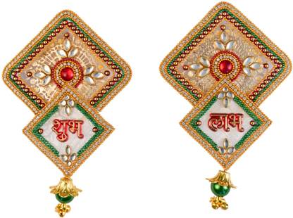 SG Creations Handcrafted Decorated Designer Acrylic Shubh Labh for Door Wall Decoration Decorative Showpiece  -  16 cm