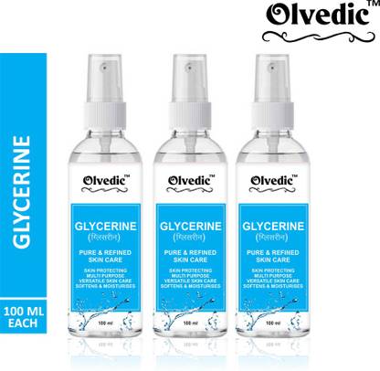 Olvedic 100% Pure & Natural Glycerine for Beauty and Skin Care (100 ml) Pack Of 3 Bottle 300ml Face Wash