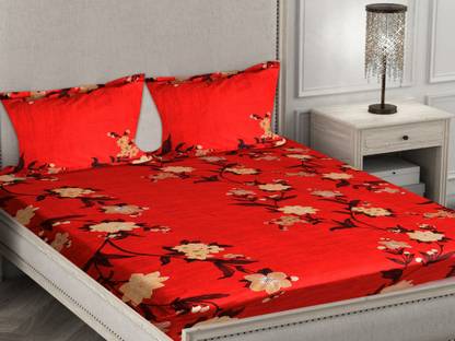 EPRICOT Cotton Double Flat 250 TC Printed Bedsheet